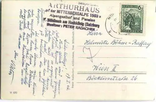 Arthurhaus - Mitterbergalpe - Foto-Ansichtskarte - Verlag Peter Radacher Post Mühlbach am Hochkönig