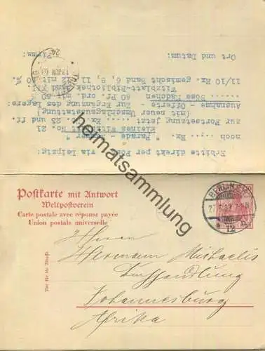 DR P68 - Doppelkarte bedarfsgebraucht nach Johannisburg - Verlag Das Witzblatt
