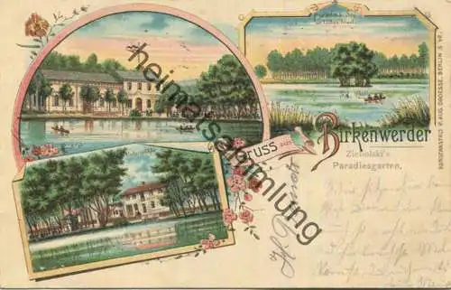 Birkenwerder - Untermühle - Zibolski's Paradiesgarten - Verlag C. Aug. Droesse Berlin gel. 1901