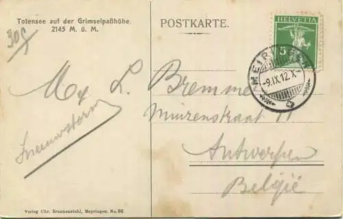 Grimselpasshöhe - Totensee - Verlag Chr. Bennenstuhl Meyringen - gel. 1912