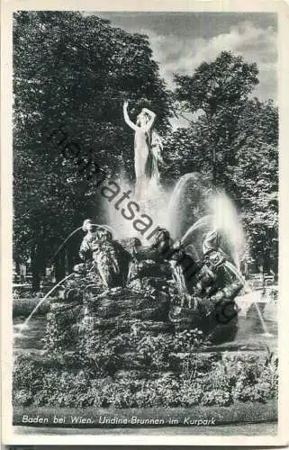 Baden bei Wien - Undine-Brunnen im Kurpark - Foto-Ansichtskarte - Verlag P. Ledermann Wien