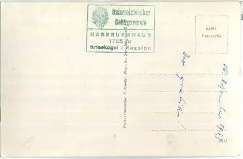 Habsburghaus - Rax - Grieskogel - Foto-Ansichtskarte - Verlag F. Martin Wien