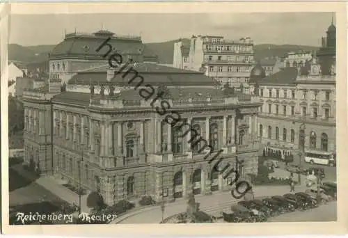 Reichenberg - Liberec - Theater - Strassenbahn - Bus  - Foto-Ansichtskarte - Verlag F. Madle Reichenberg