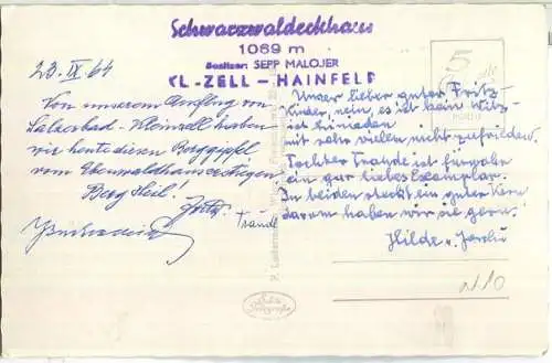 Schwarzwaldeckhaus bei Kleinzell - Foto-Ansichtskarte - Verlag P. Ledermann Wien