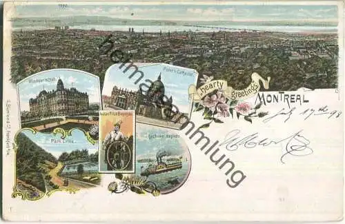 Montreal - Peter's Cathedral - Lachine rapids - Indian pilot Baptiste - Verlag G. Blümlein & Co Frankfurt