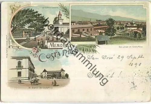 Memorias de Costa Rica - La Iglesia Catedral - El Banco - San Jose - Farblithographie - Verlag Juan Knohr Costa Rica