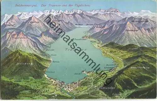 Traunsee - Salzkammergut - Vogelschau - Verlag F. E. Brandt Gmunden