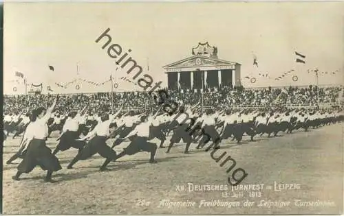 Leipzig - 12. Deutsches Turnfest 1913 - Foto-AK - Allgemeine Freiübungen der Leipziger Turnerinnen