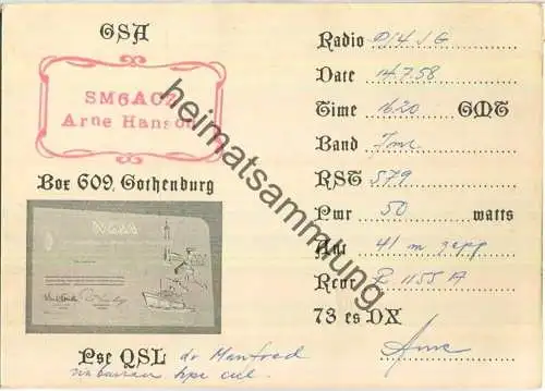 QSL - Funkkarte - SM6ACZ - Sweden - Gothenburg - 1958