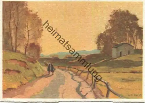 Herbstabend im Tessin - Künstlerkarte Willy F. Burger Rüschlikon - AK Grossformat - Pro Juventute gel. 1943