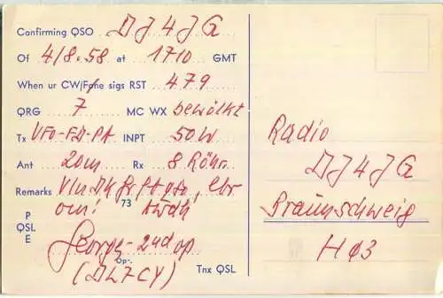 QSL - Funkkarte - SM7BBV - Sweden - Trelleborg - 1958