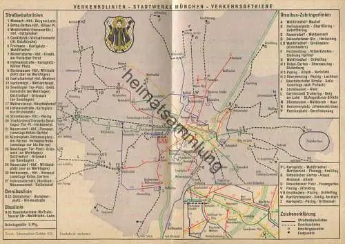 München 1953 - Verkehrslinien - Stadtwerke München - Verkehrsbetriebe