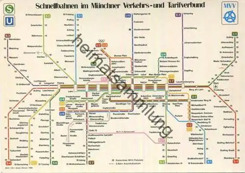 München 1988 - Verkehrsspinne - Schnellbahnen im Münchner Verkehrs- und Tarifverbund MVV -S- und U-Bahn