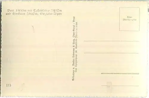 Ötztaler Alpen - Vent mit Talleitspitze und Similaun - Foto-Ansichtskarte - Verlag Lohmann & Aretz Ober-Gurgl
