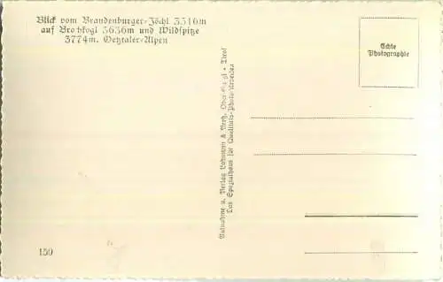 Blick vom Brandenburger Jöchl auf Brochkogl und Wildspitze - Foto-Ansichtskarte - Verlag Lohmann & Aretz Ober-Gurgl