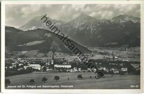 Admont mit Gr. Pyhrgas und Scheiblingstein - Foto-Ansichtskarte - Frank-Verlag Graz 1941 - Rückseite fleckig (E98134y)*