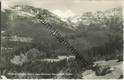 Preiner Gscheid gegen Waxriegel - Alpengasthaus Gruber - Foto-Ansichtskarte - Verlag P. Ledermann Wien