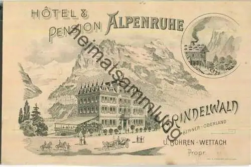 Hotel & Pension Alpenruhe - Grindelwald - Propr. U. Bohren-Wettach - rückseitig Note-Rechnung vom 21.VII. 1897
