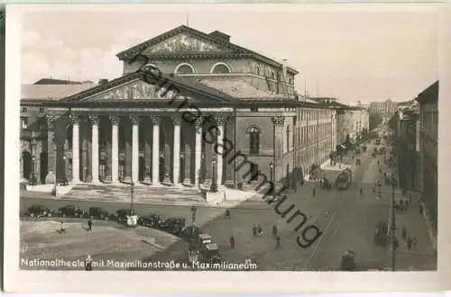 München - Nationaltheater mit Maximilianstrasse und Maximilianeum - Foto-Ansichtskarte - Verlag A. Lengauer München