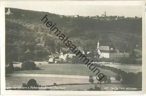 Kloster Schäftlarn mit Hohenschäftlarn - Foto-Ansichtskarte - Verlag Gg. Fuchs München