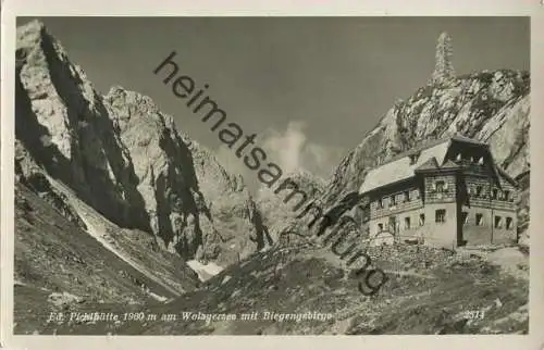 Eduard Pichlhütte am Wolayersee mit Biegengebirge - Foto-AK - Verlag Sektion Austria des D.u.Ö.A.V. Wien 1936 gel. 1936