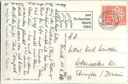 Zürich - Foto-Postkarte - Verlag Photoglob-Wehrli Zürich