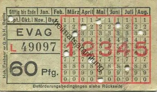 Deutschland - Erfurt - EVAG - 5 Fahrtenkarte