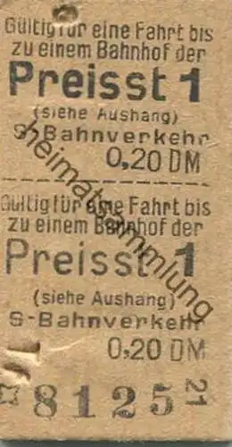 Deutschland - Berlin S-Bahn-Fahrkarte - Gültig für eine Fahrt bis zu einem Bahnhof der Preisstufe 1 - S-Bahnverkehr 0,20