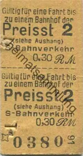 Deutschland - Berlin S-Bahn-Fahrkarte - Gültig für eine Fahrt bis zu einem Bahnhof der Preisstufe 2 - S-Bahnverkehr 0,30