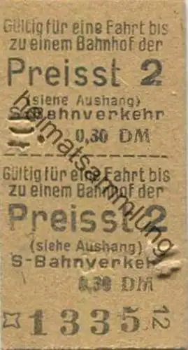 Deutschland - Berlin S-Bahn-Fahrkarte - Gültig für eine Fahrt bis zu einem Bahnhof der Preisstufe 2 - S-Bahnverkehr 0,30