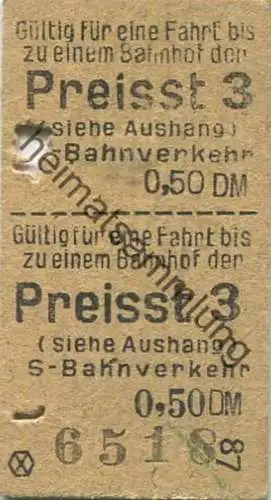 Deutschland - Berlin S-Bahn-Fahrkarte - Gültig für eine Fahrt bis zu einem Bahnhof der Preisstufe 3 - S-bahnverkehr 0,50