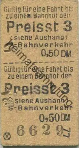 Deutschland - Berlin S-Bahn-Fahrkarte - Gültig für eine Fahrt bis zu einem Bahnhof der Preisstufe 3 - S-bahnverkehr 0,50