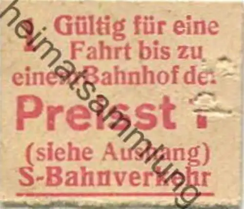 Deutschland - Berlin S-Bahn-Fahrkarte - Gültig für eine Fahrt der Preisstufe 1