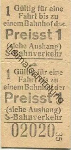 Deutschland - Berlin S-Bahn-Fahrkarte - Gültig für eine Fahrt der Preisstufe 1