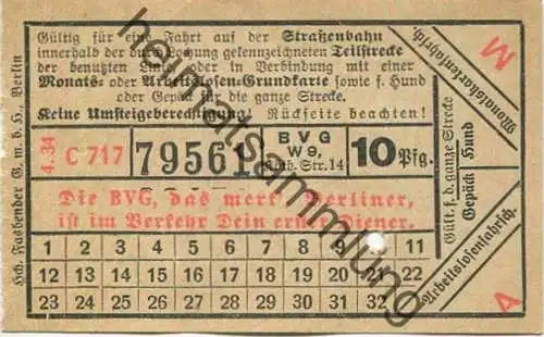 Deutschland - Berlin - BVG Fahrschein 1934