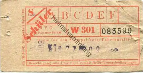 Deutschland - Berlin - BVG Fahrschein - Schüler