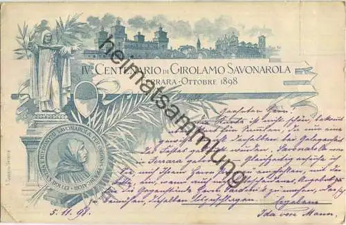 Ferrara - Ottobre 1898 - IV° Centenario di Girolamo Savonarola - Edizione F. Guggia Venezia