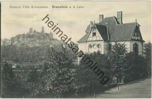 Braunfels - Pension Villa Krüsemann ca. 1910 - rückseitig Werbezudruck keine AK-Einteilung - Verlag H. Mehl Braunfels