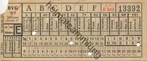 Deutschland - Berlin - BVG Fahrschein - Strassenbahn 1942 - von / nach Schöneberg