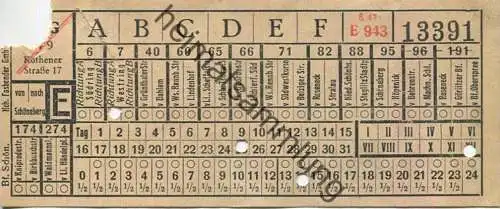 Deutschland - Berlin - BVG Fahrschein - Strassenbahn 1942 - von / nach Schöneberg