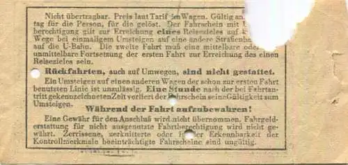 Deutschland - Berlin - BVG Fahrschein - Strassenbahn 1943 - von / nach Steglitz