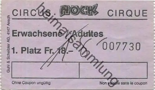 Schweiz - Circus Nock - Eintrittskarte