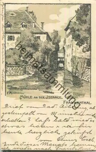 Frankenthal - Mühle an der Isenach - Künstlerkarte signiert F. R. - Verlag A. Lauterborn Ludwigshafen