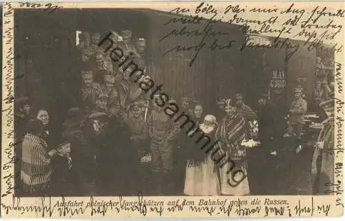 Abfahrt polnischer Jungschützen auf dem Bahnhof in Czenstochau um gegen die Russen zu kämpfen