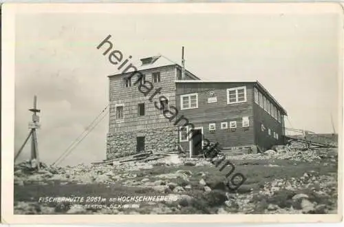 Fischerhütte am Hochschneeberg - Foto-Ansichtskarte - Hüttenstempel
