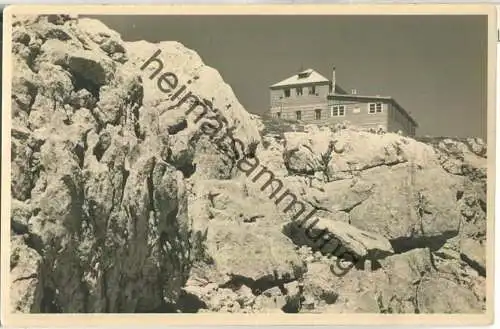 Fischerhütte mit dem Hochschneeberg - Foto-Ansichtskarte
