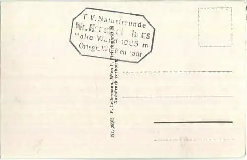 Hohe Wand - Wiener Neustädterhaus - Naturfreundehaus - Foto-Ansichtskarte - Verlag P. Ledermann Wien