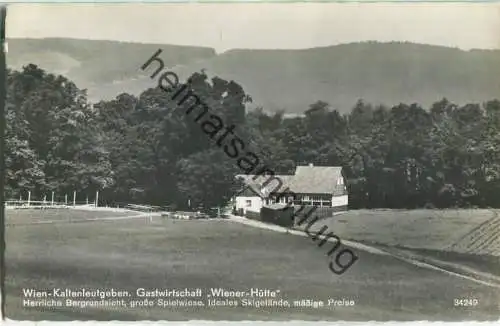 Wien-Kaltenleutgeben - Gastwirtschaft Wiener-Hütte - Foto-Ansichtskarte - Verlag P. Ledermann Wien