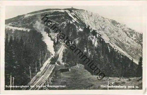 Schneebergbahn bei Station Baumgartner - Hochschneeberg - Foto-Ansichtskarte - Verlag P. Ledermann Wien