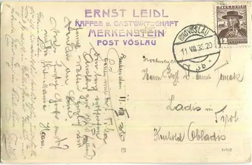 Merkenstein - Kaffee und Gastwirtschaft Ernst Leidl - Post Vöslau - Foto-Ansichtskarte